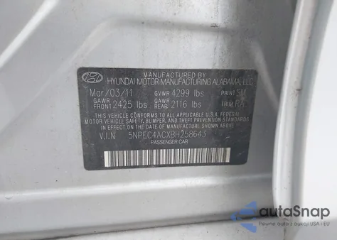 2011 Hyundai Sonata Se from USA, damaged, VIN 5NPEC4ACXBH258643